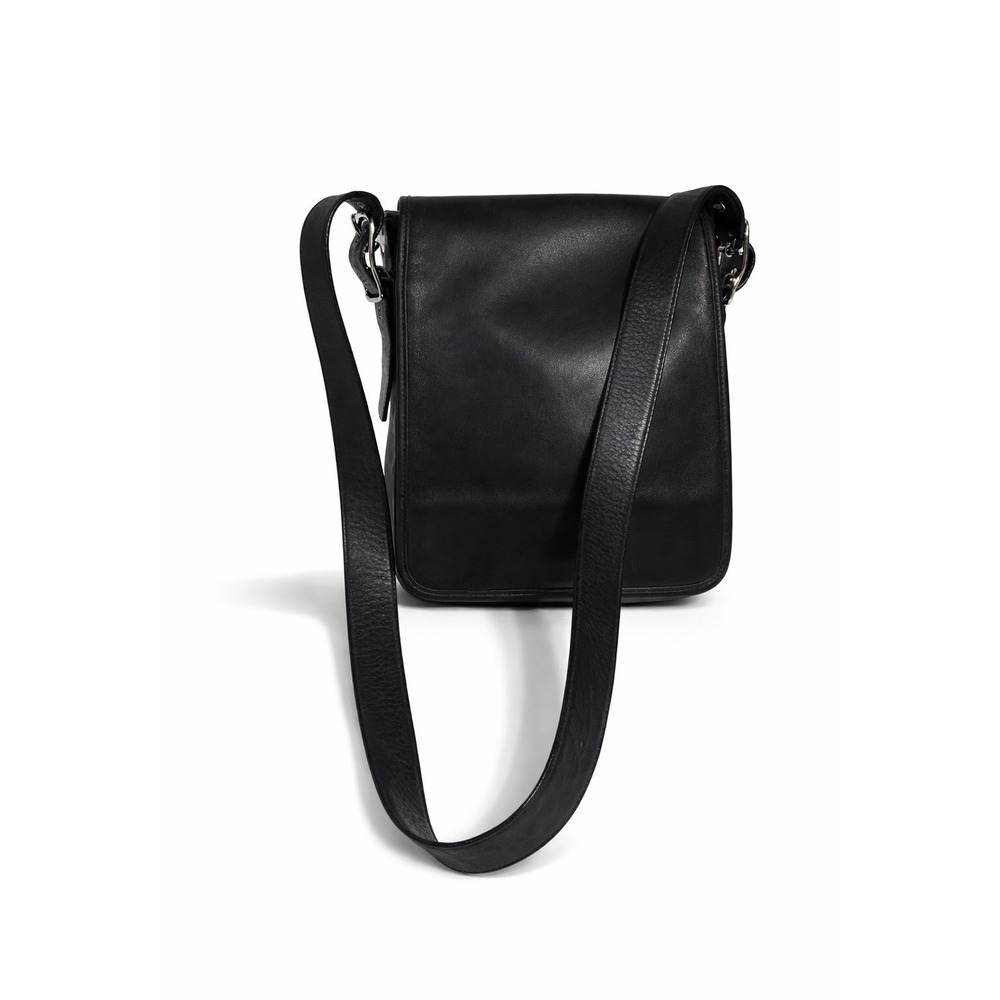 Coach Vintage Leather Flap Crossbody Messenger Bag Black Style 9935